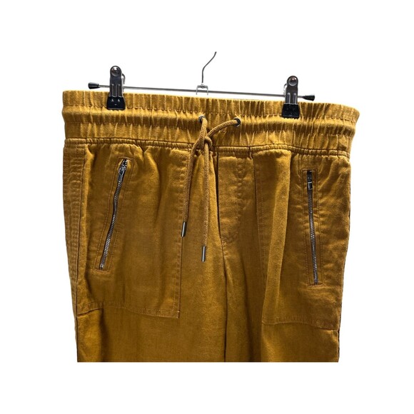 Athleta Pants Women's Size 2 Yellow Cabo 100% Linen Jogger Zipper Pockets - Picture 3 of 7